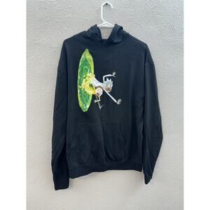 Rick and Morty Adult Swim Sweatshirt Size Large Black Graphic Print Hooded